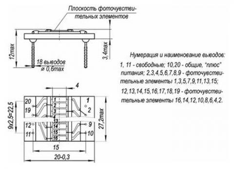 Схема габаритов фотодиодов ФД 321М