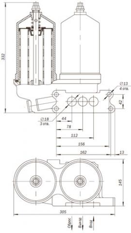 Габаритные и присоединительные размеры фильтра масляного 31А-10С2