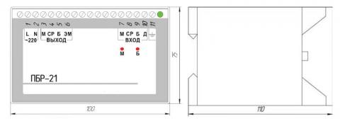 Схема габаритов пускателя ПБР-21