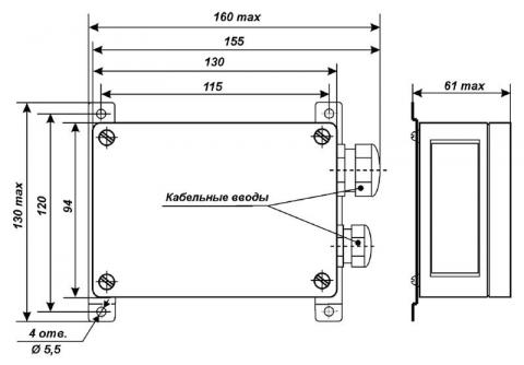 Схема габаритов преобразователя ПК-10-1