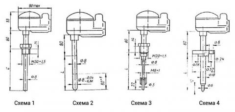 Схемы габаритов преобразователей ТХА-1087, ТХК-1087