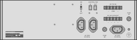 Общий вид задней панели прибора электропитания БРЖ02-247, БРЖ02-2412
