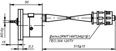 Рис.1. Габаритные размеры датчика линейных перемещений ВТ-712