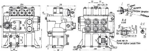 Рис.2. Габаритные размеры гидрораспределителя Р160-3-1-111