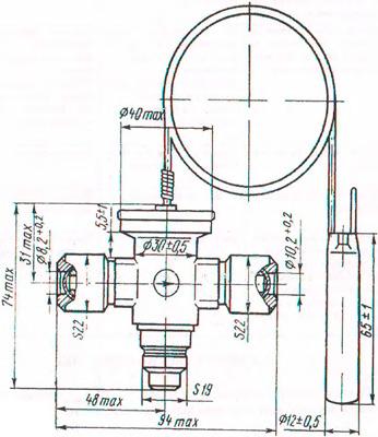 Рис.1. Габаритный чертеж вентиля 22ТРВВЕ-4.0 