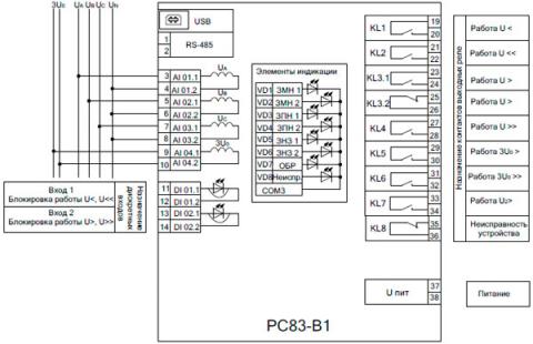 Рис.1. Схема подключения устройства РС83-В1