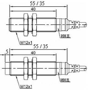 Рис.1. Чертеж ВКИ.М12.55К.4.НО-НЗ.Р датчика индуктивного