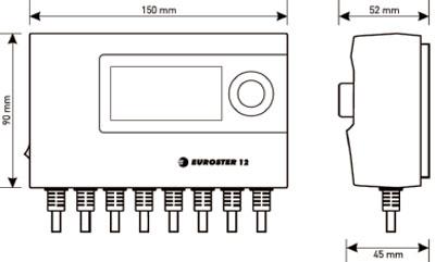 Рис.1. Габаритные размеры Euroster 12 контроллера