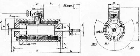 Рис.1. Схема габаритных размеров электромагнита ЭМТ31-6