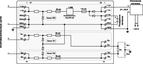Рис.3. Функциональная схема блока искрозащиты PSA-03Ex.03