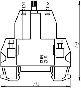 Рис.3. Габаритные размеры и расположение подстроечных резисторов