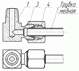 Рис.3. Схема соединений угловых (с медной трубкой)